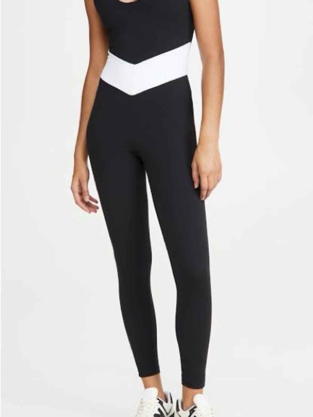 New Balance X STAUD Black Jumpsuit Leggings with White Chevron Waist